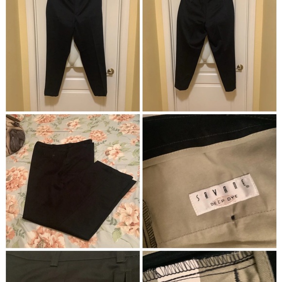 SAVANE pants solid black wrinkle & stain free lots of pockets beige inside - Picture 2 of 13
